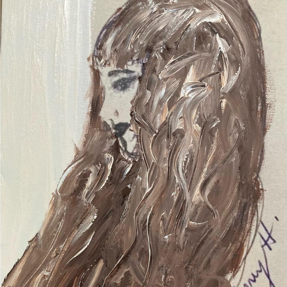 Lady with flowing hair print
